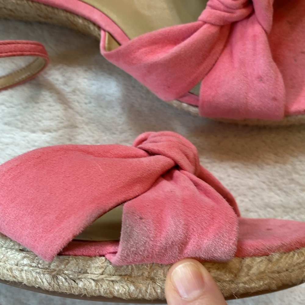 Talbots pink suede knot espadrille Pamela low heel ankle strap sandals Sz 6.5 - Picture 5 of 16